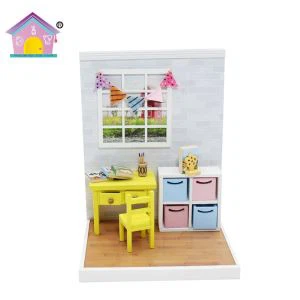 Cameră de studiu în miniatură din lemn Casă de bricolaj