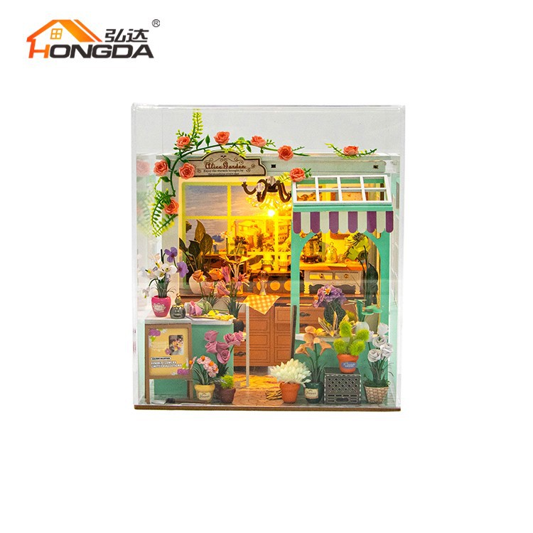 Garden Theme Diy Dollhouse With Dust Cover suppliers